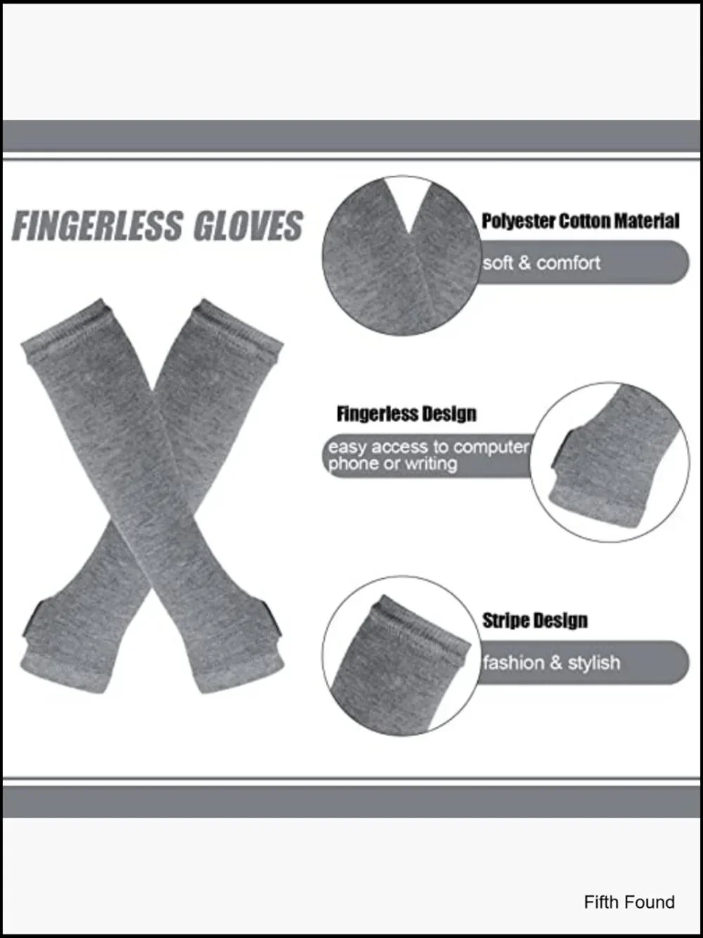 Knee High Socks & Fingerless Gloves Set 4 Pairs Striped Arm Warmers